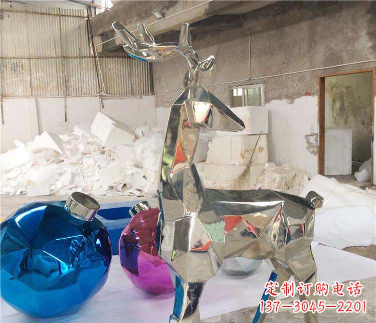 山东不锈钢梅花鹿雕塑