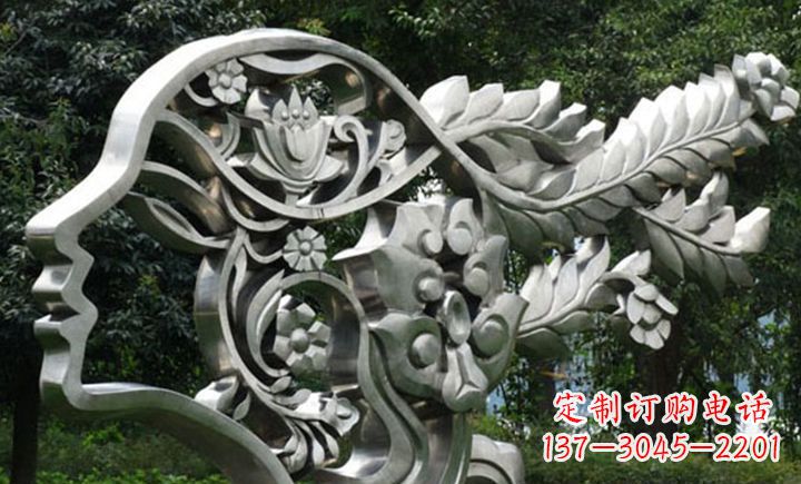 山东不锈钢抽象美女头像雕塑