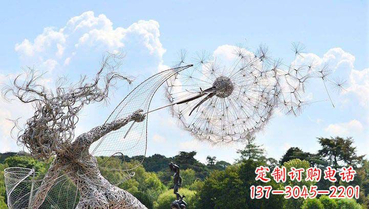 山东不锈钢抽象人物和蒲公英雕塑