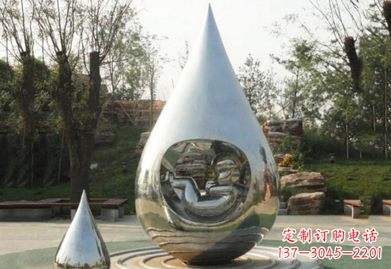 山东不锈钢水滴雕塑缔造生命之源