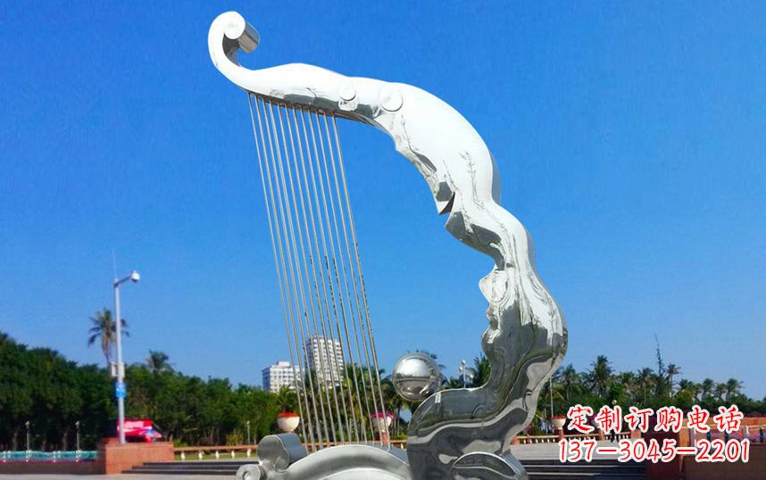 山东不锈钢抽象竖琴广场雕塑