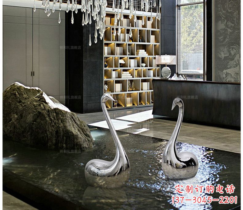 山东不锈钢抽象天鹅摆件雕塑