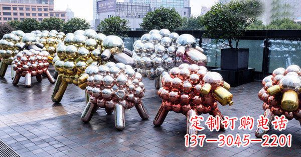 山东不锈钢抽象小羊肖恩动物广场雕塑