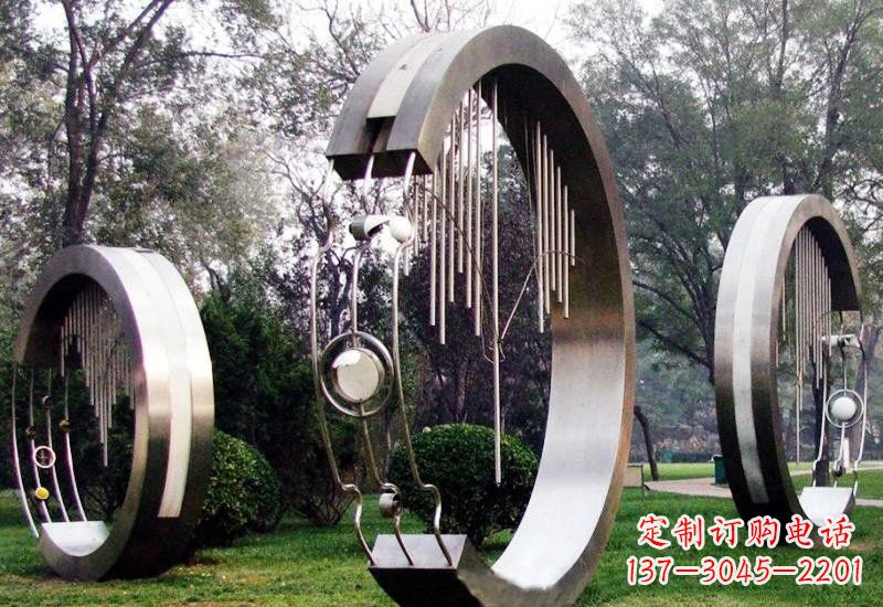山东不锈钢圆环雕塑——聆听之美