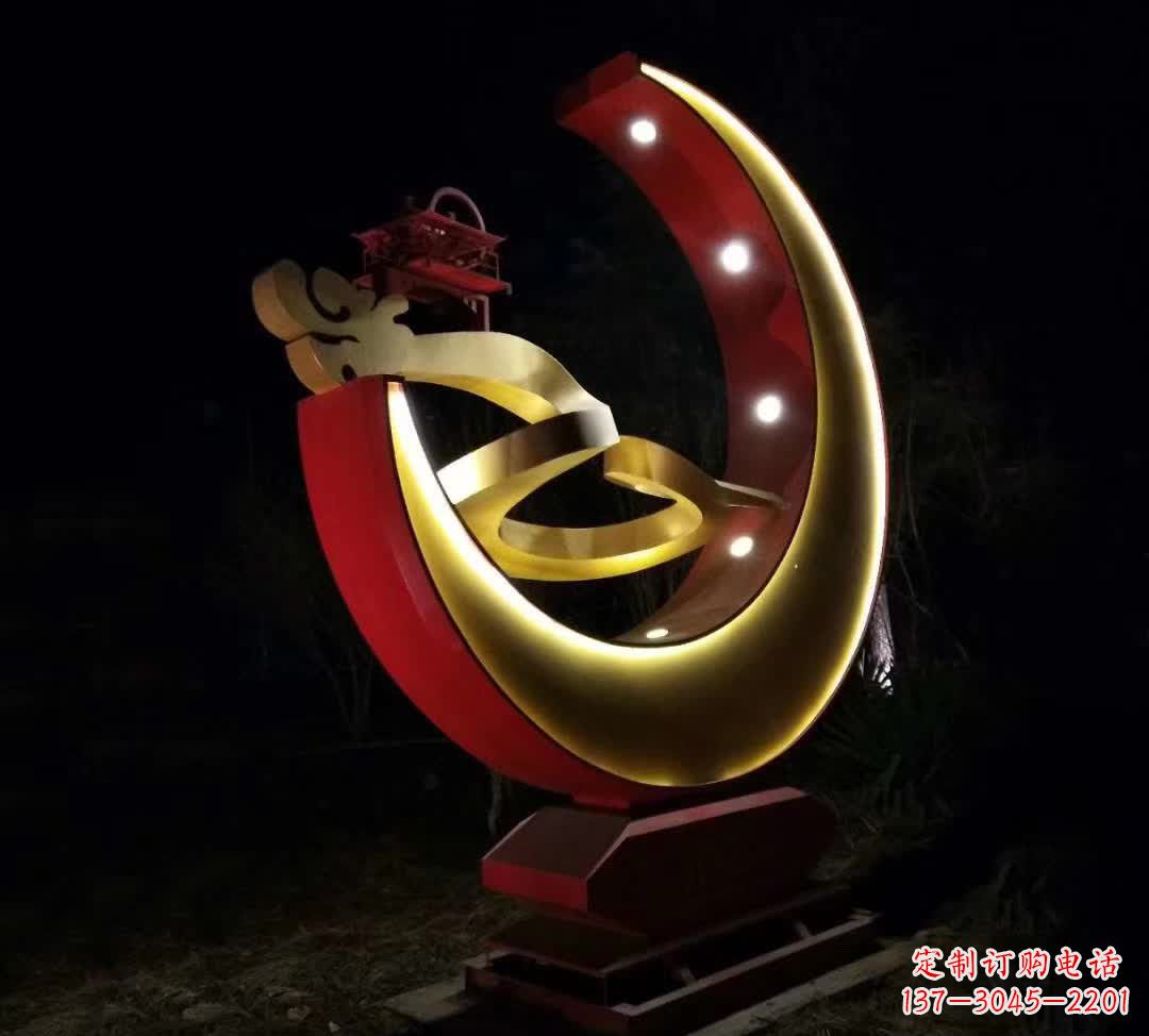 山东不锈钢月亮雕塑静谧中的经典之美