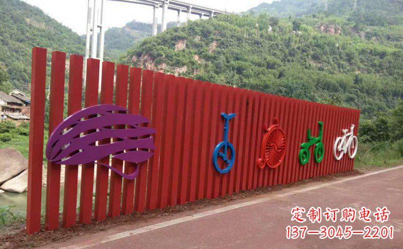山东不锈钢自行车雕塑点缀公园景观