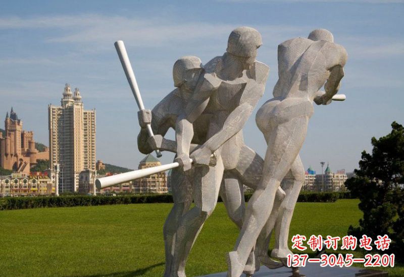 山东棒球雕塑象征着美好回忆