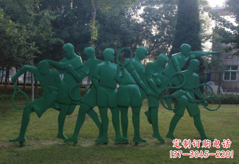 山东不锈钢羽毛球人物雕塑精美绝伦
