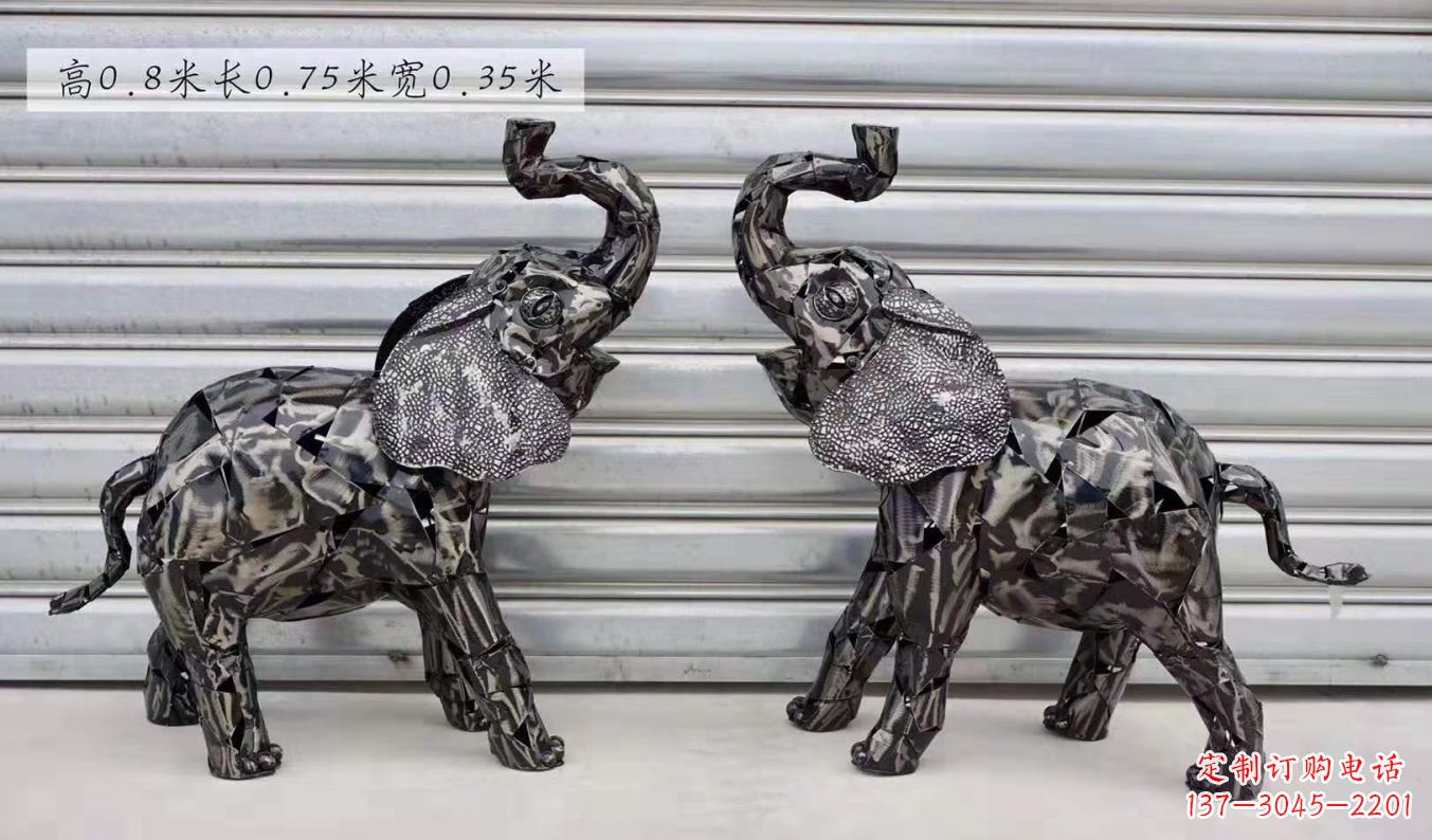 山东不锈钢大象动物户外摆件