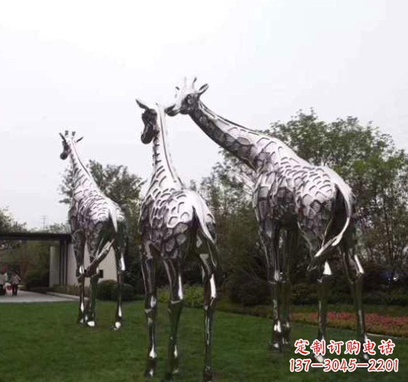 山东精美的不锈钢大型长颈鹿雕塑