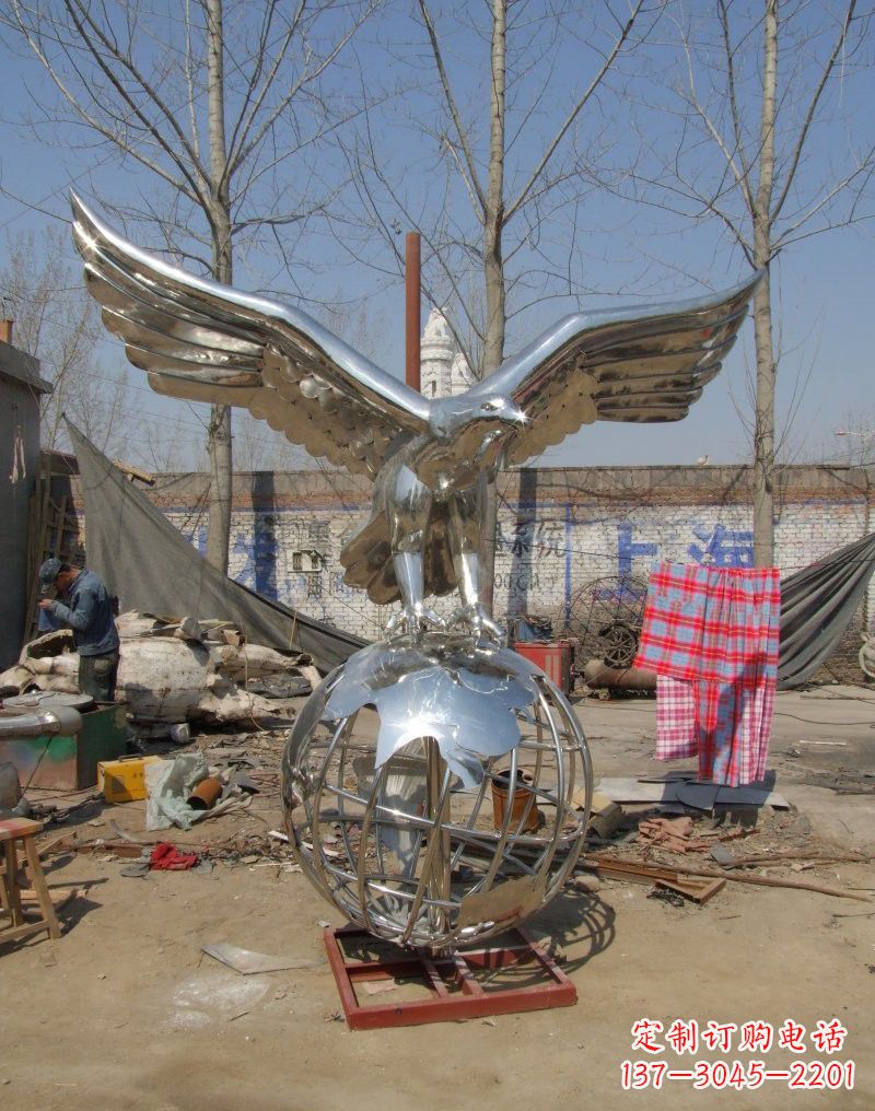 山东不锈钢大展鸿图老鹰雕塑