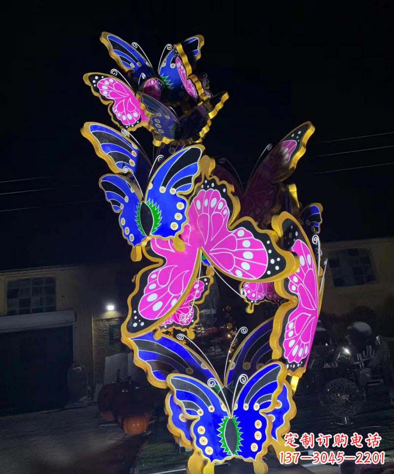 山东不锈钢灯饰彩绘蝴蝶雕塑