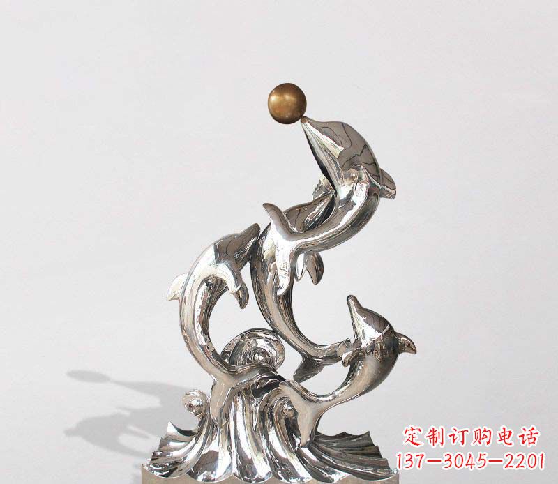 山东不锈钢海豚雕塑精美的艺术杰作
