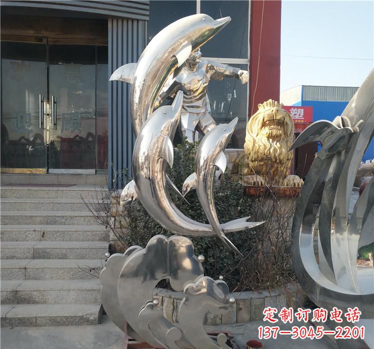 山东不锈钢海豚雕塑——精美外观,传递环保理念