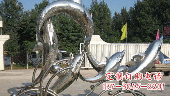 山东不锈钢海豚雕塑精美雕刻展现海洋之美