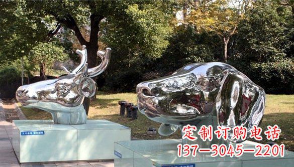 山东动物十二生肖头像不锈钢雕塑