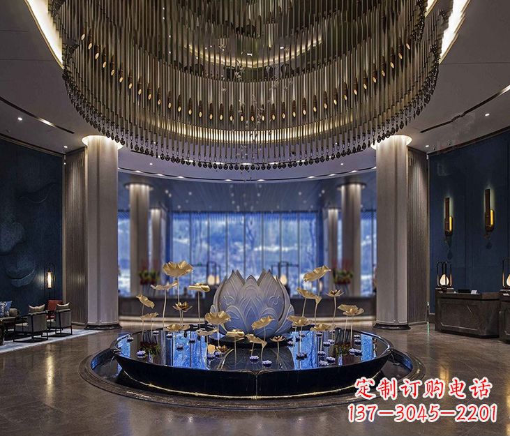 山东不锈钢锻造荷花雕塑精美无比