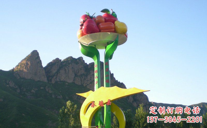 山东不锈钢制作的苹果雕塑