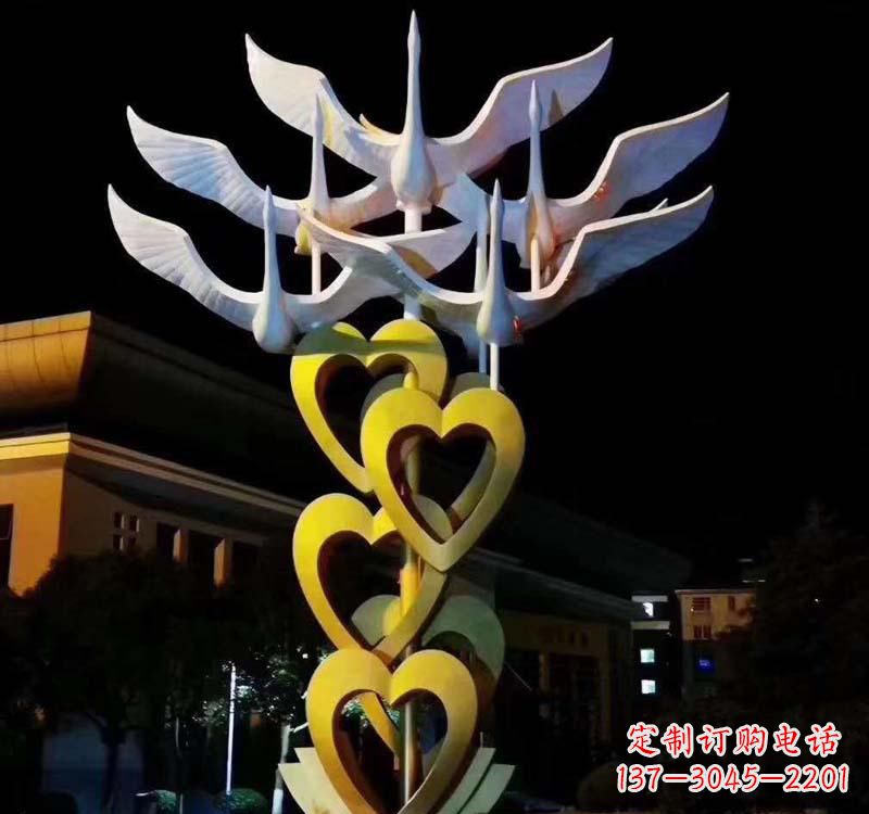 山东不锈钢大雁雕塑象征着自由的翱翔