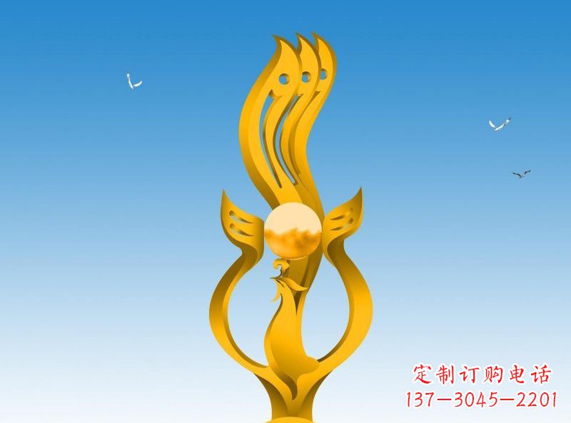 山东不锈钢凤凰雕塑灿烂外形,精美艺术