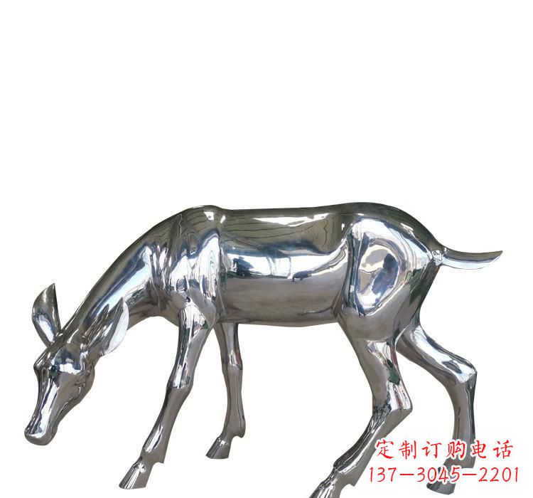 山东不锈钢公园草坪小鹿雕塑