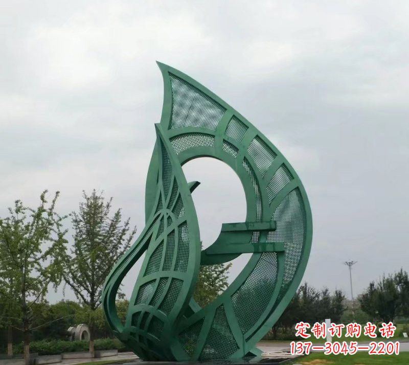 山东不锈钢公园大型镂空树叶雕塑