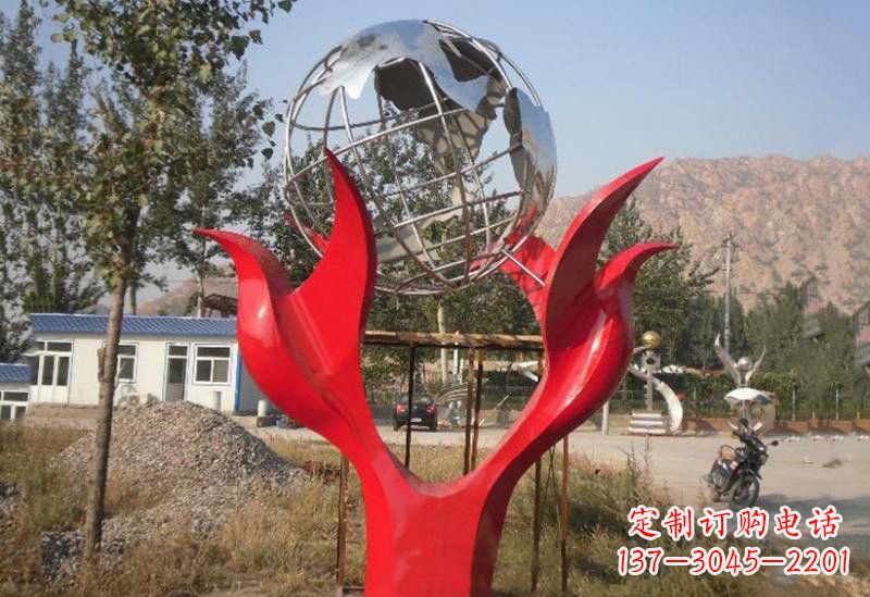 山东不锈钢公园和平鸽地球雕塑