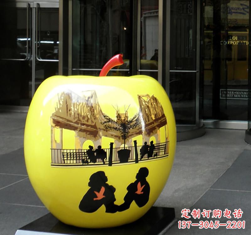 山东不锈钢公园景观苹果雕塑
