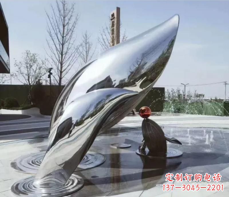 山东精美不锈钢海豚雕塑