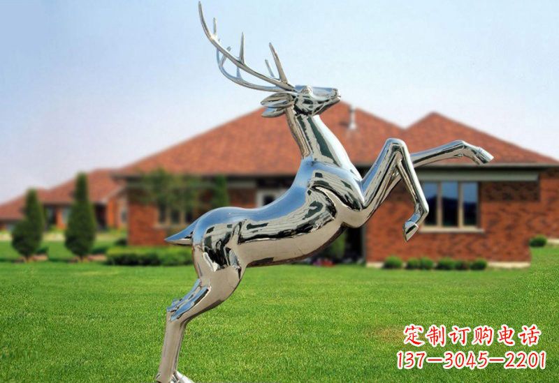 山东不锈钢公园镜面梅花鹿雕塑