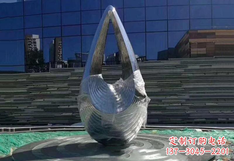 山东不锈钢空心水滴雕塑美丽的艺术之作
