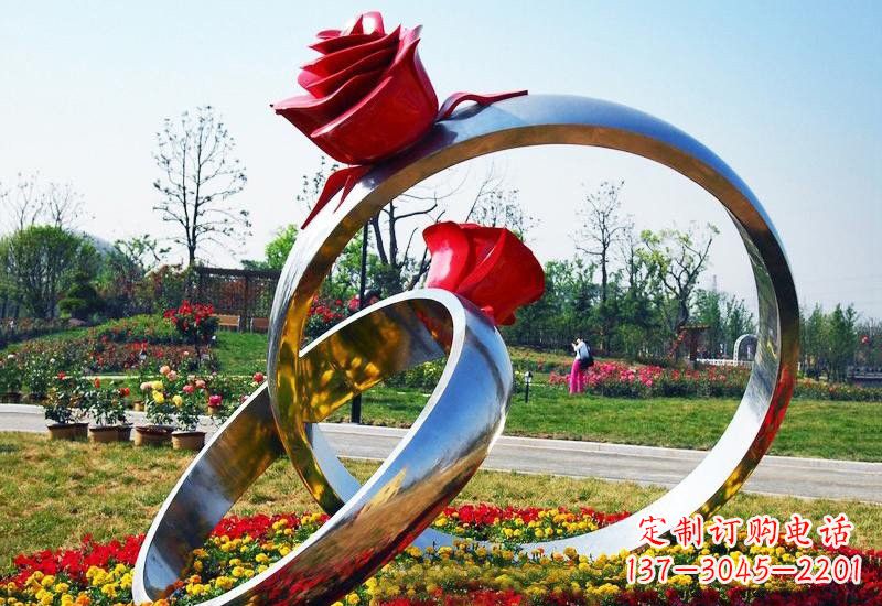 山东不锈钢公园玫瑰花戒指雕塑精致精美的礼物