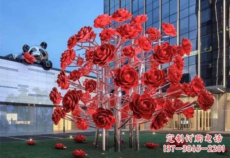 山东不锈钢公园玫瑰花树雕塑