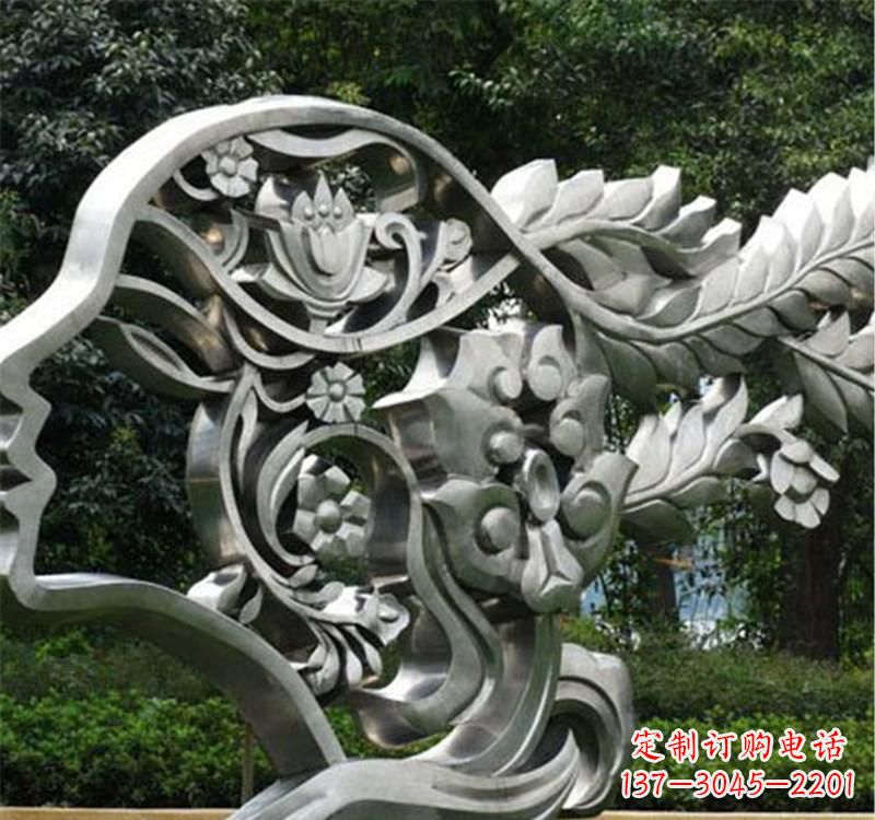山东不锈钢公园美女头像雕塑