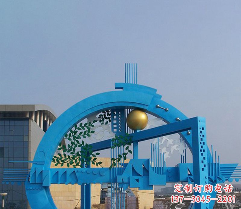 山东不锈钢拱桥雕塑美丽的艺术品