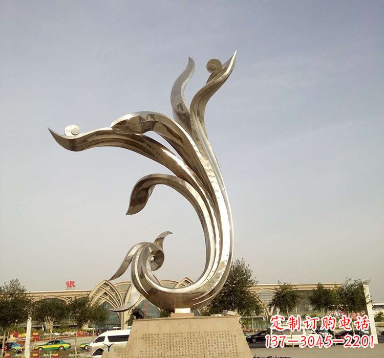 山东不锈钢广场抽象凤凰雕塑