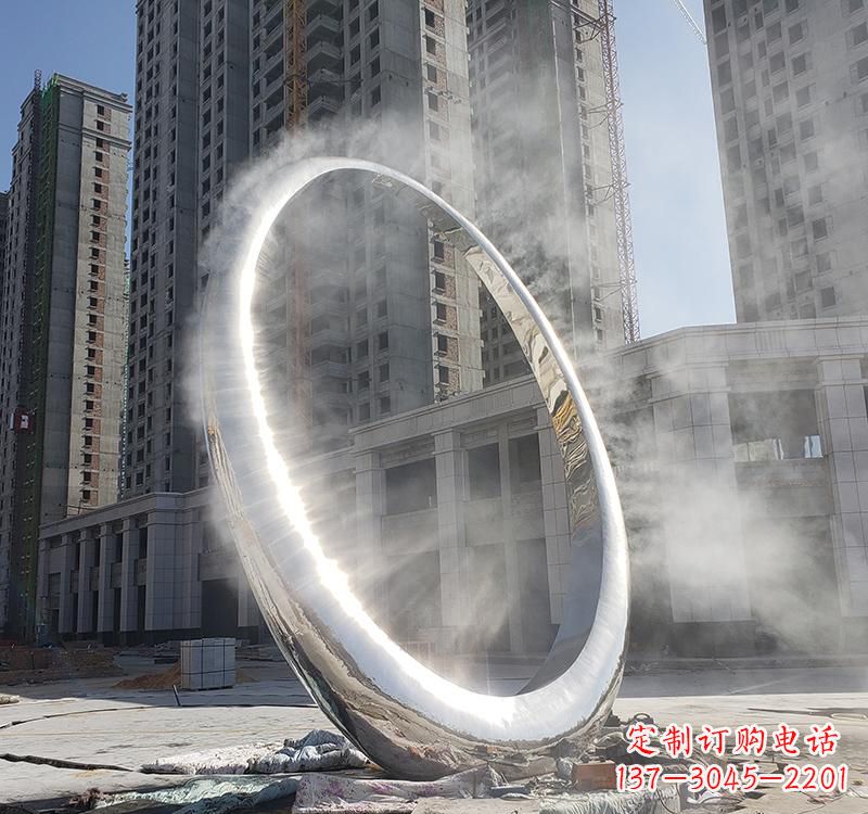 山东不锈钢广场大型圆环雕塑