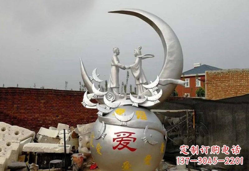 山东牛郎织女传说的不锈钢雕塑