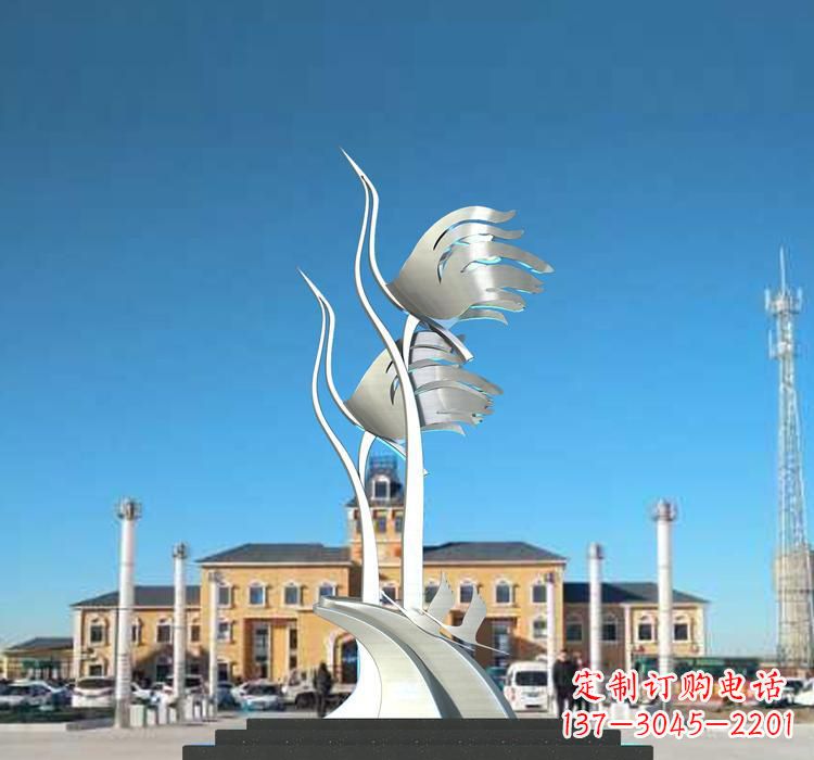 山东不锈钢广场仙鹤雕塑