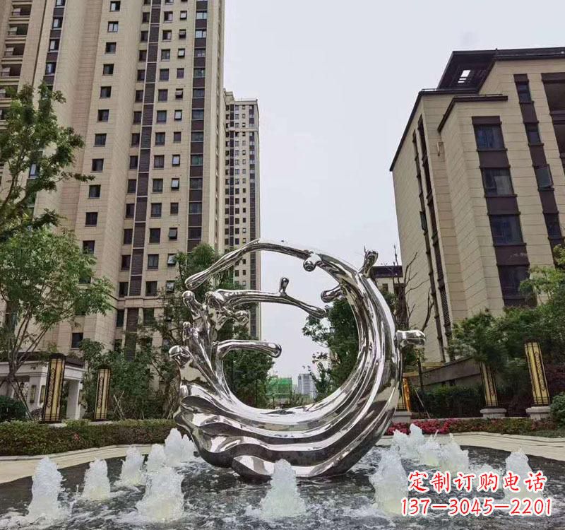 山东不锈钢海浪喷泉雕塑精美雕刻,灿烂绚烂