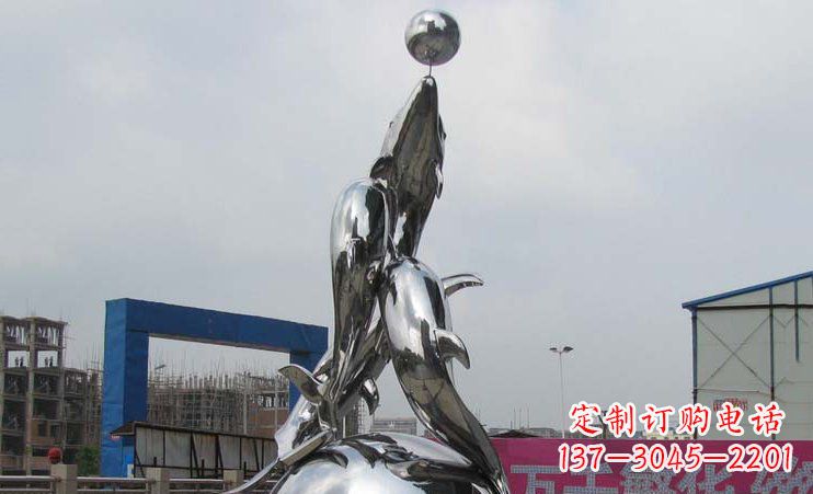 山东不锈钢海豚雕塑_2