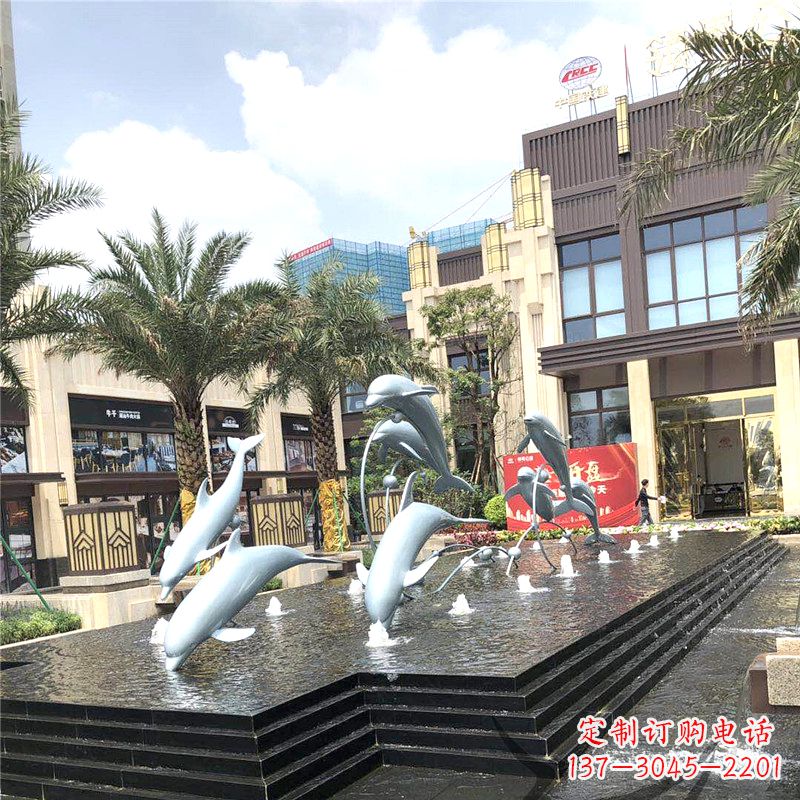 山东精美海豚喷泉,点缀城市企业街道