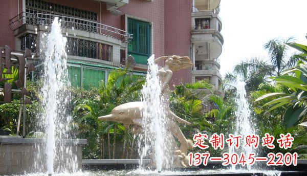 山东不锈钢海豚喷泉雕塑精美的海洋艺术