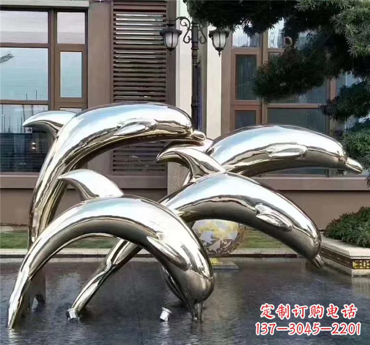 山东不锈钢海洋动物雕塑——海豚