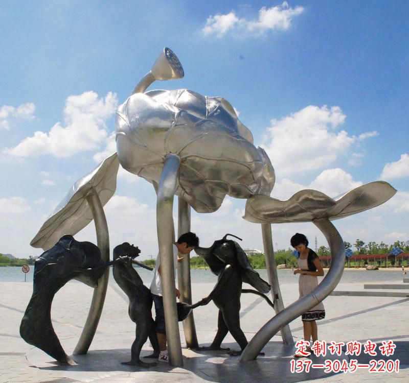 山东荷花之美——不锈钢荷花广场雕塑