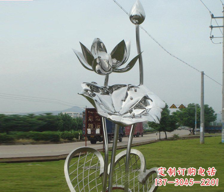 山东不锈钢荷叶荷花公园景观雕塑