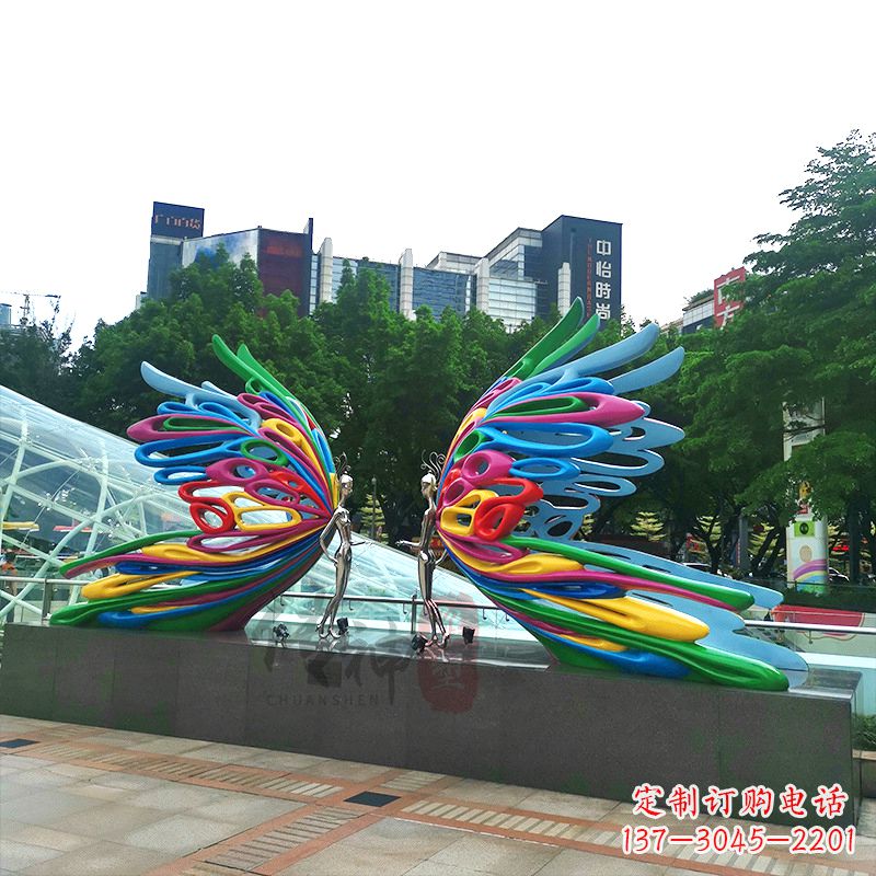 山东不锈钢蝴蝶仙子城市广场步道装饰雕塑