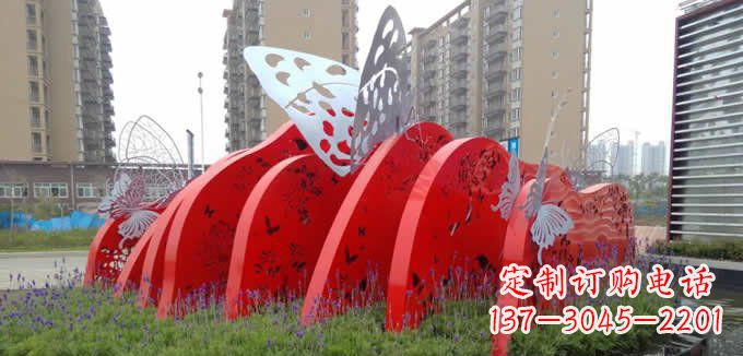 山东不锈钢蝴蝶小区景观雕塑美丽的蝴蝶展翅