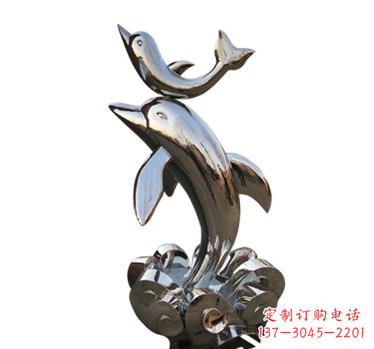 山东不锈钢户外动物海豚雕塑