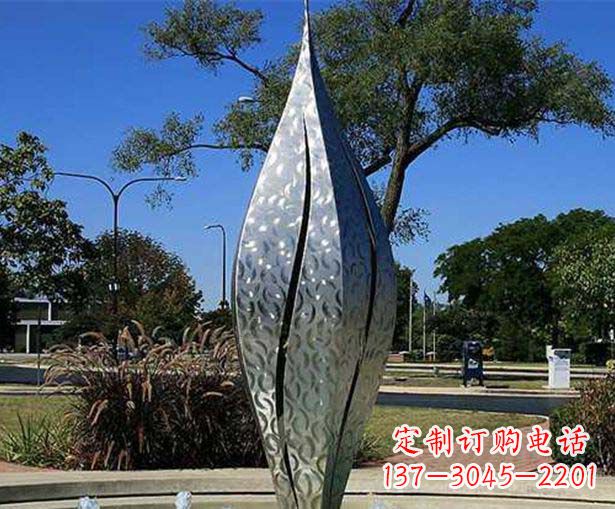 山东不锈钢花骨朵喷泉雕塑精致细节展现精美艺术